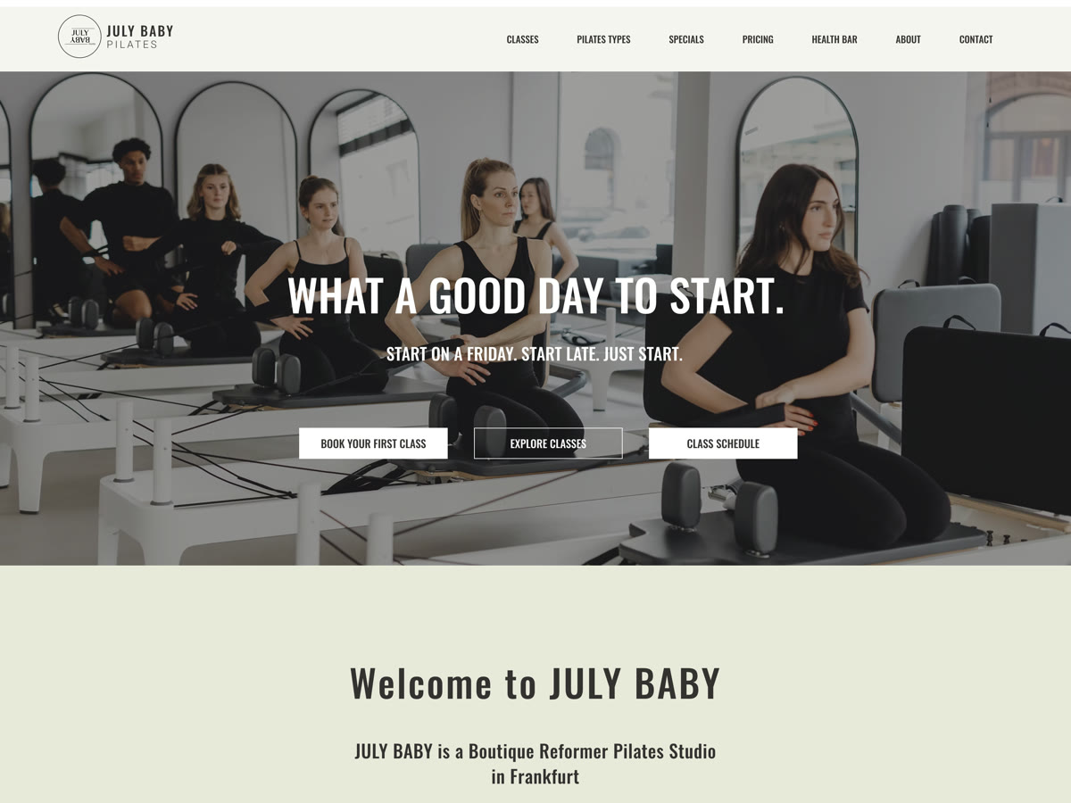 July Baby Pilates, neue Website