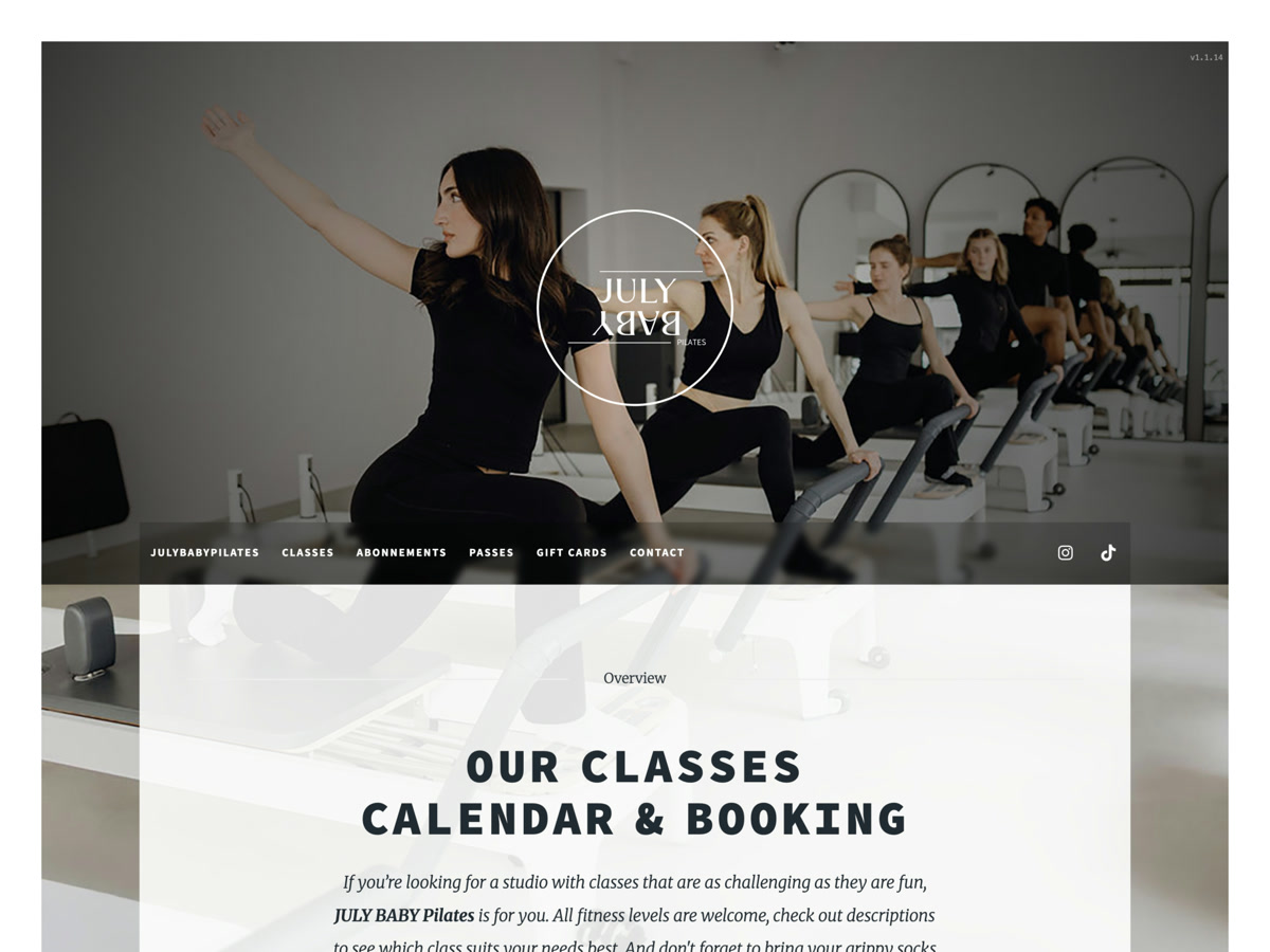 July Baby Pilates, alte Website