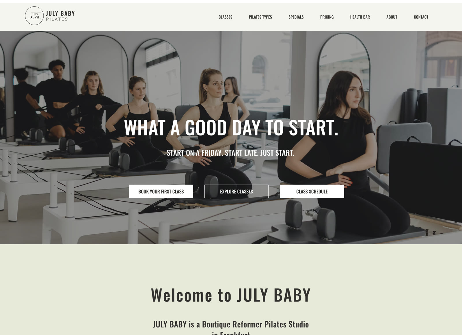 Die Startseite von July Baby Pilates